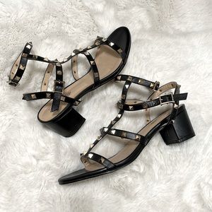 Studded Strappy Black Sandals
